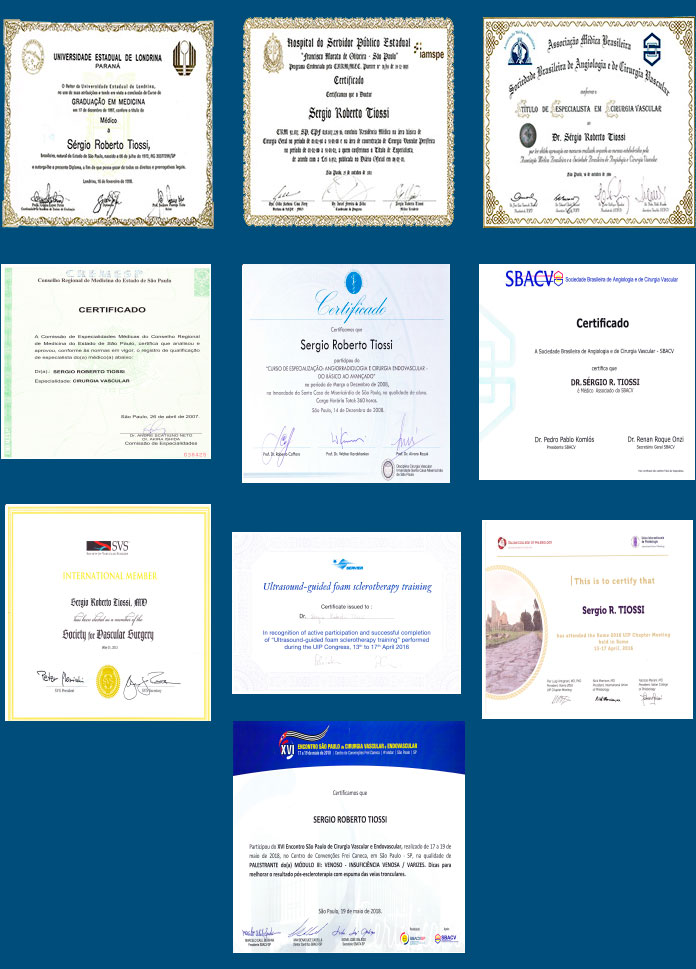 Certificados de Dr. Sérgio Tiossi